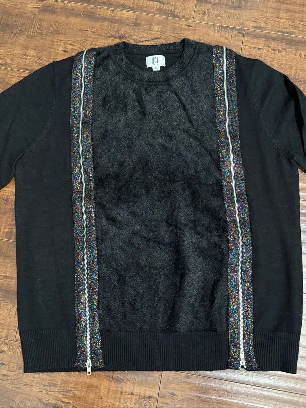 Women’s Black Zip-Trim Knit Sweater